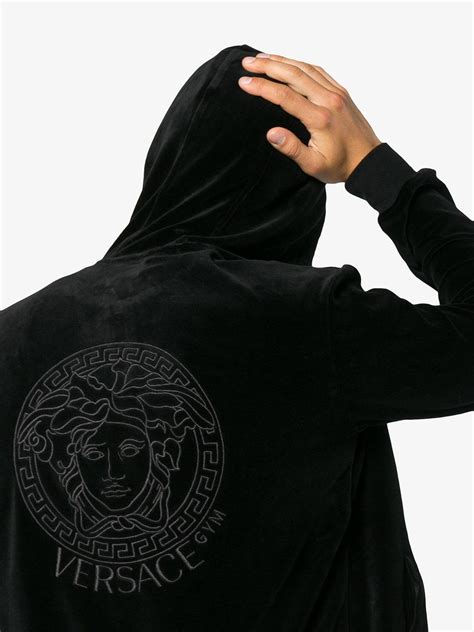 versace black velour hoodie replica|versace hoodies for men.